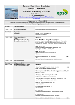 7th EPSO Conference - European Plant Science Organisation