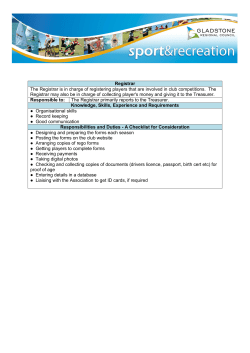 Registrar The Registrar is in charge of registering players that are