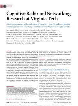 CognitiveRadioandNetworking Research at Virginia Tech