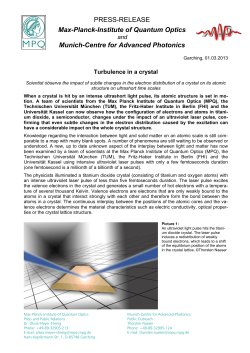 PRESS-RELEASE Max-Planck-Institute of Quantum