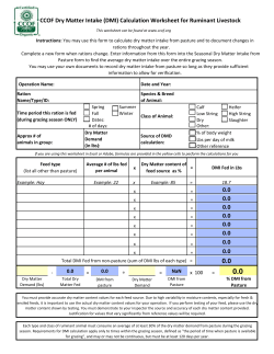 Dry Matter Content of Ration