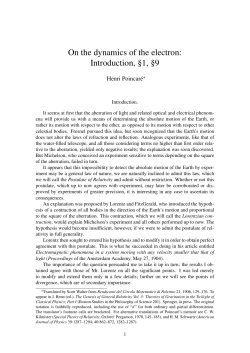 On the dynamics of the electron: Introduction, &sect;1, &sect;9