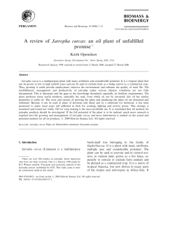 A review of Jatropha curcas: an oil plant of unfulfilled promisep
