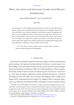 Menu Auctions and Influence Games with Private Information