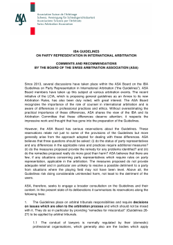 ASA Board position on IBA Guidelines on Party Representation