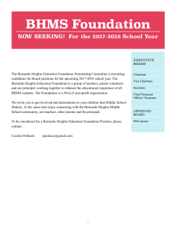 BHMS Foundation Board Member Solicitation