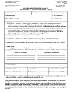 Request for Special Meals Form