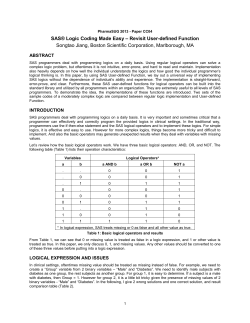SAS&reg; Logic Coding Made Easy &ndash; Revisit User