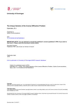 The Unique Solution of the Inverse Diffraction Problem Hoenders, B.J.