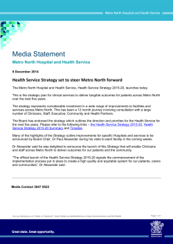 Health Service Strategy set to steer Metro North forward, Royal