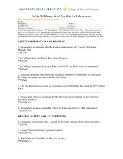 Safety Self-Inspection Checklist for Laboratories