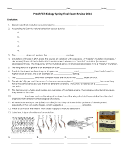 PreAP/GT Biology Spring Final Exam Review 2014