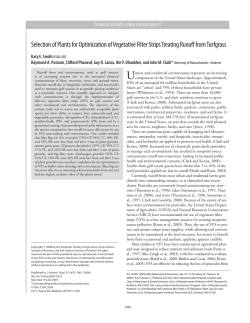 Selection of Plants for Optimization of Vegetative Filter Strips