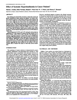 Effect of Systemic Hyperinsulinemia in Cancer