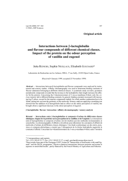 Interactions between &beta;-lactoglobulin and flavour compounds of