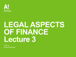LEGAL ASPECTS OF FINANCE Lecture 2