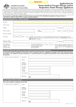 DVA - D804 - Application for Home Medical Oxygen