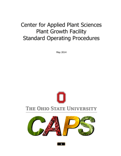 Center for Applied Plant Sciences Plant Growth Facility Standard