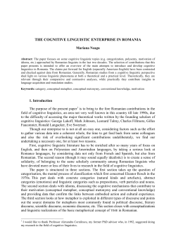 the cognitive linguistic enterprise in romania