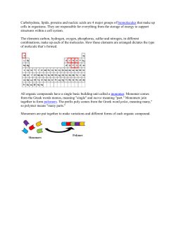 Carbohydrate, lipids, proteins and nucleic acids are 4 major groups