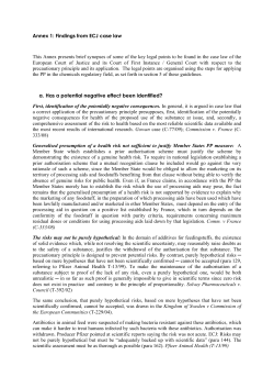 Findings from ECJ case law This Annex presents brief synopses of