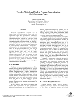 Theories, Methods and Tools in Program Comprehension: Past