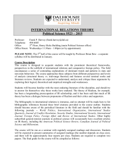INTERNATIONAL RELATIONS THEORY Political Science 5523