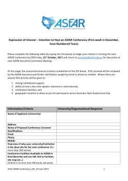 ASfAR 2018 International Conference EOI