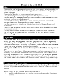 MYP DESIGN CYCLE - Aims - Objectives