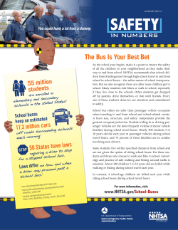 Safety In Numbers Newsletter: School Buses, August 2014