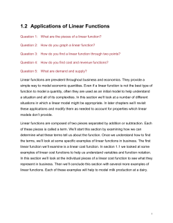 1.2 Applications of Linear Functions