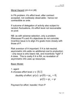 Moral Hazard (ch 4 in LM)