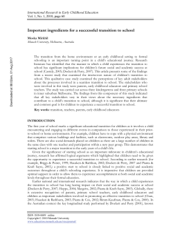 Important ingredients for a successful transition to school