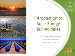 Introduction to Solar Energy Technologies