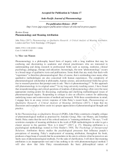 Book Review Essay_Phenomenology and Meaning Attribution