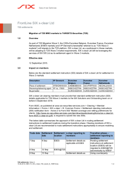 T2S - SIX Securities Services