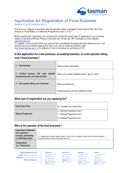 Application for Registration of Food Business