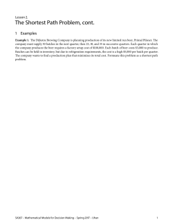 The Shortest Path Problem, cont.