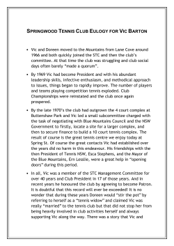 Springwood Tennis Club Eulogy for Vic Barton