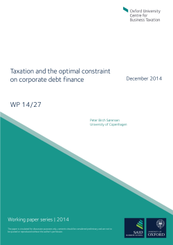 Taxation and the optimal constraint on corporate debt finance WP 14