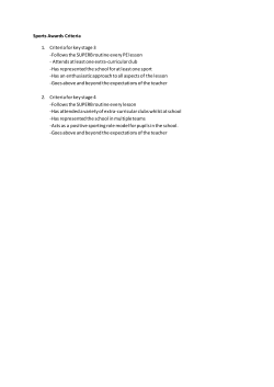 Sports Awards Criteria 1. Criteria for key stage 3
