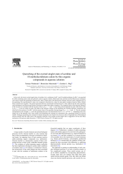 Quenching of the excited singlet state of acridine and 10