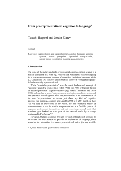 From pre-representational cognition to language1 Takashi Ikegami
