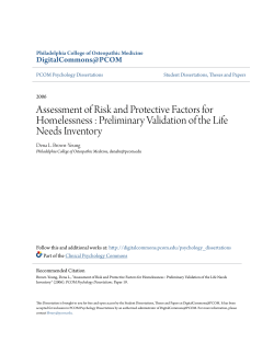 Assessment of Risk and Protective Factors for Homelessness