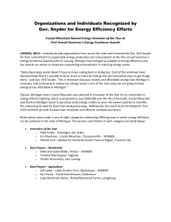 Organizations and Individuals Recognized by Gov. Snyder for