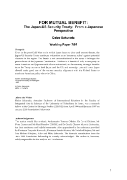 FOR MUTUAL BENEFIT: The Japan-US Security Treaty: From a