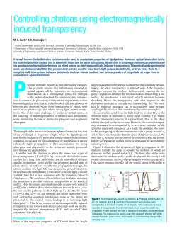 Controlling photons using electromagnetically induced transparency