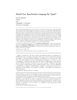 Should Your Specification Language Be Typed?