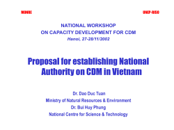 Proposal for establishing the CDM National Authority