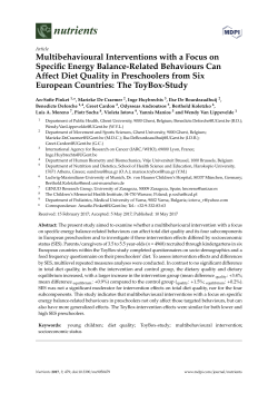 Multibehavioural Interventions with a Focus on Specific Energy